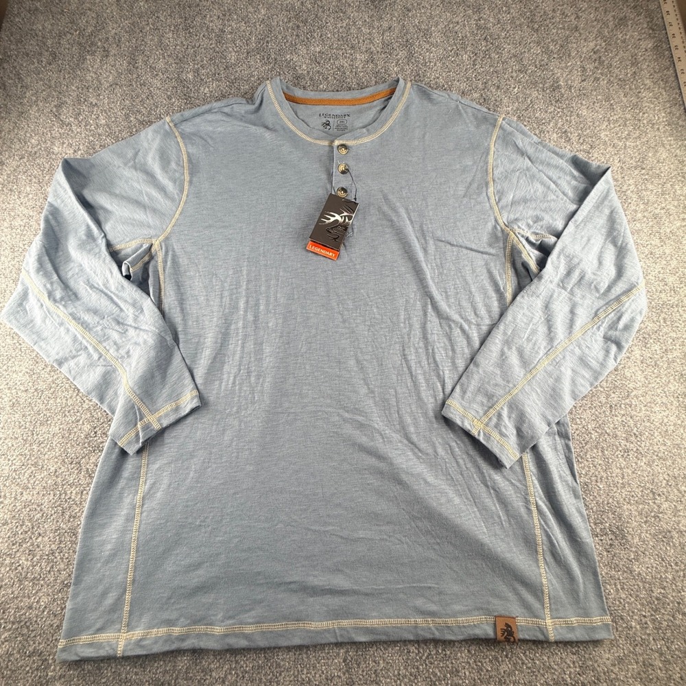 Legendary Whitetails Mens Blue Slub Knit Long Sleeve Henley Shirt 2XL NEW